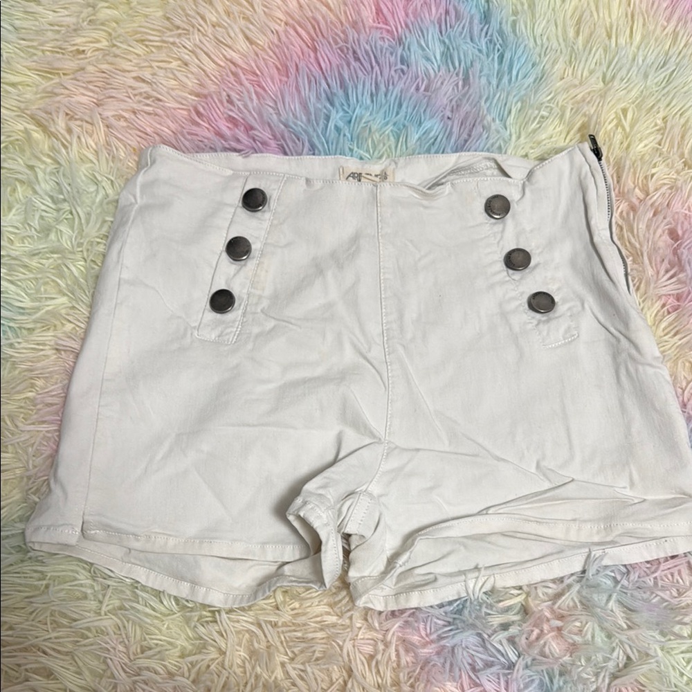 Super Stretchy White Shorts with Buttons